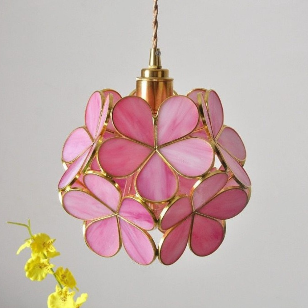 Suspension fleur en verre