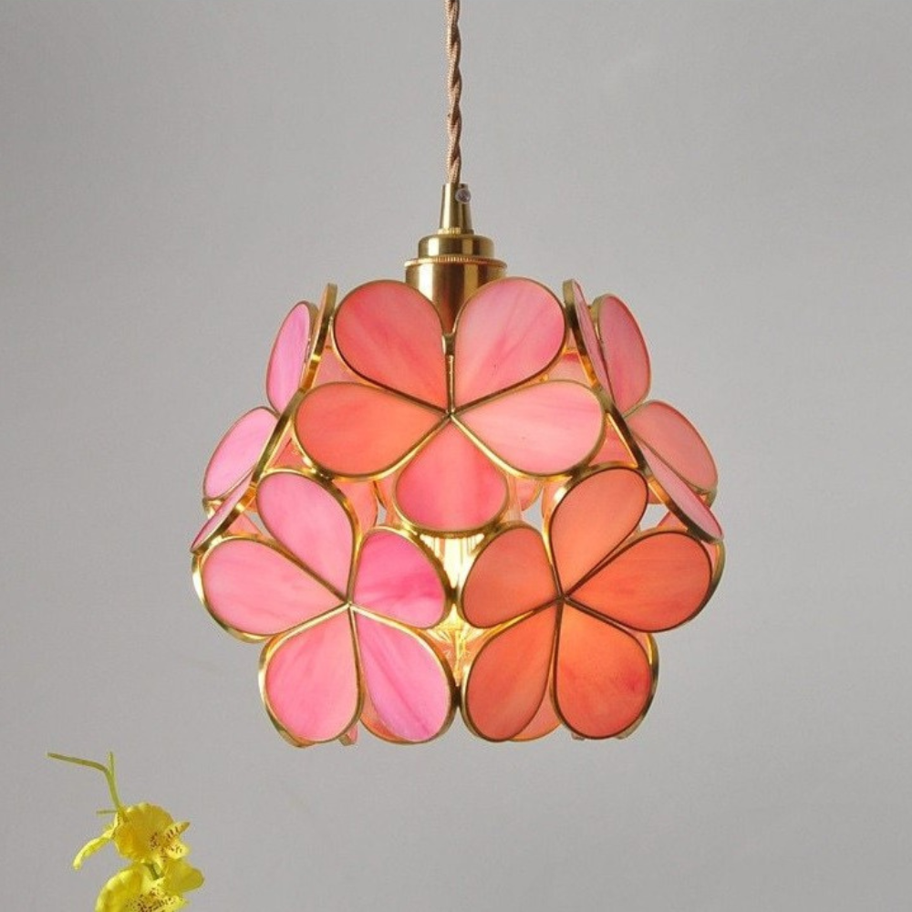Suspension fleur en verre