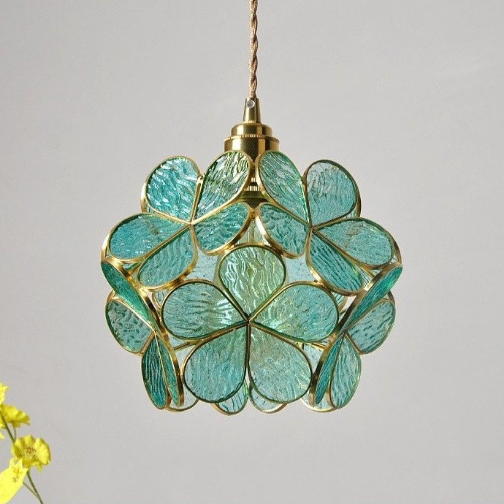 Suspension fleur en verre