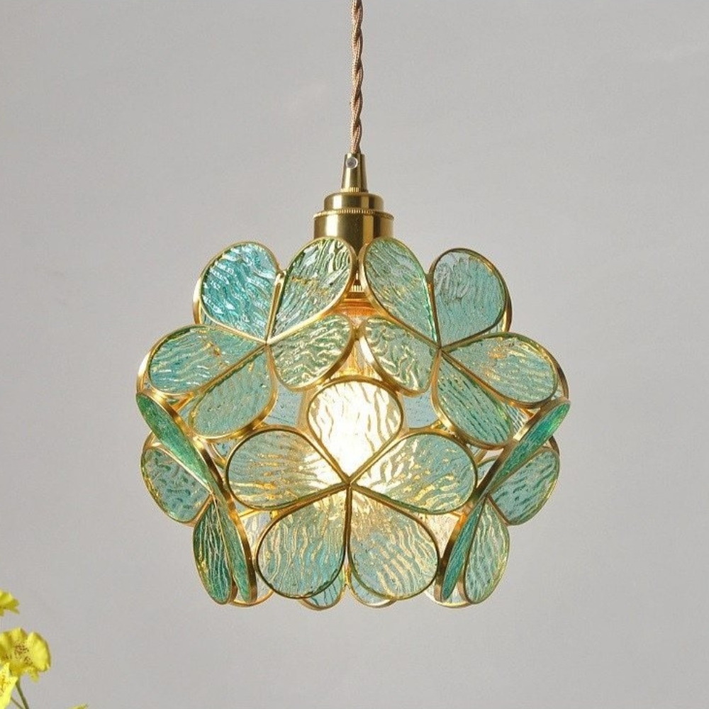 Suspension fleur en verre