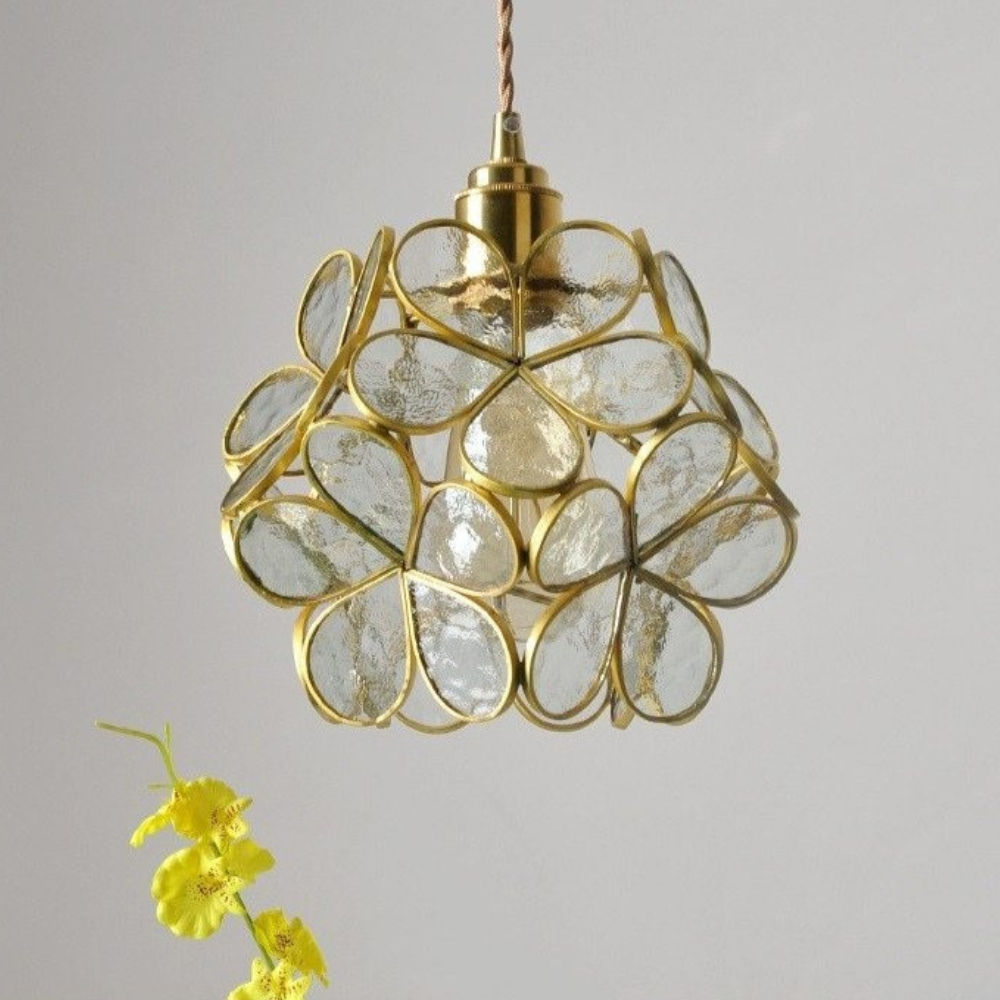 Suspension fleur en verre