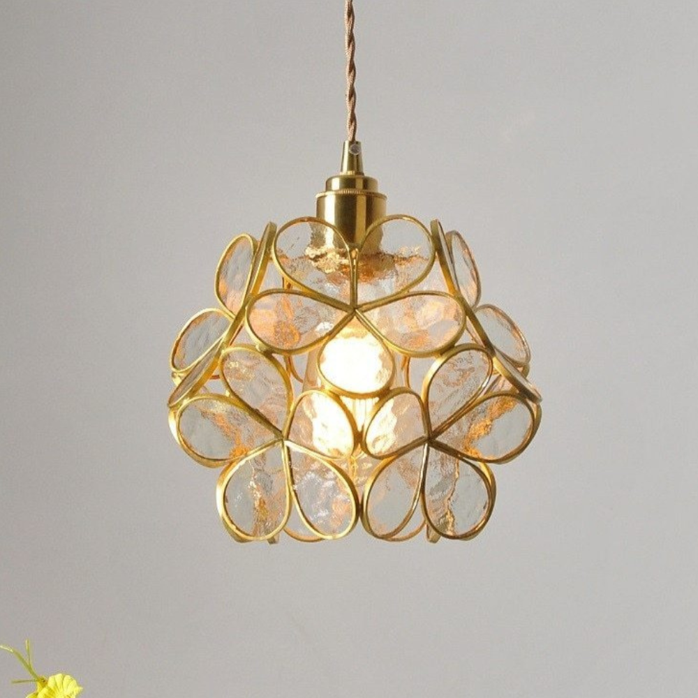 Suspension fleur en verre