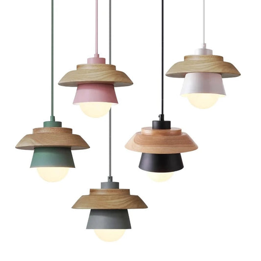 Modern style Nordic Wood Accent Pendant Lights