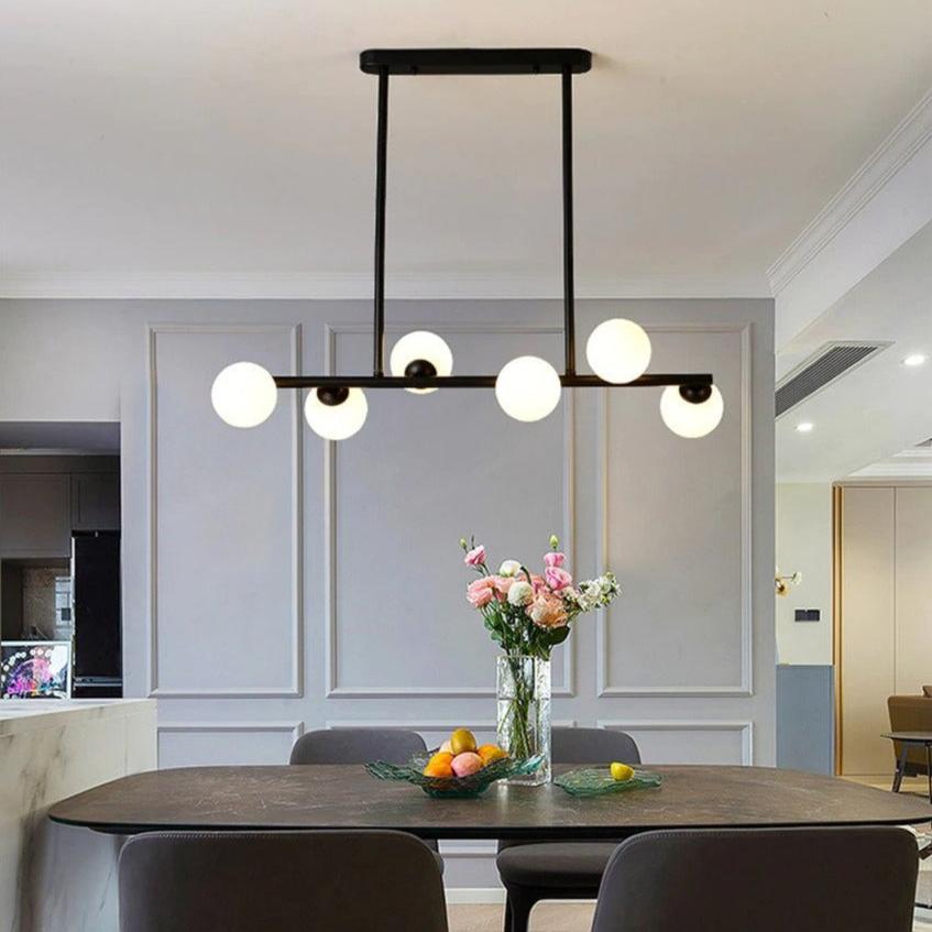 Frosted Glass Six Bulb Horizontal Light Fixture