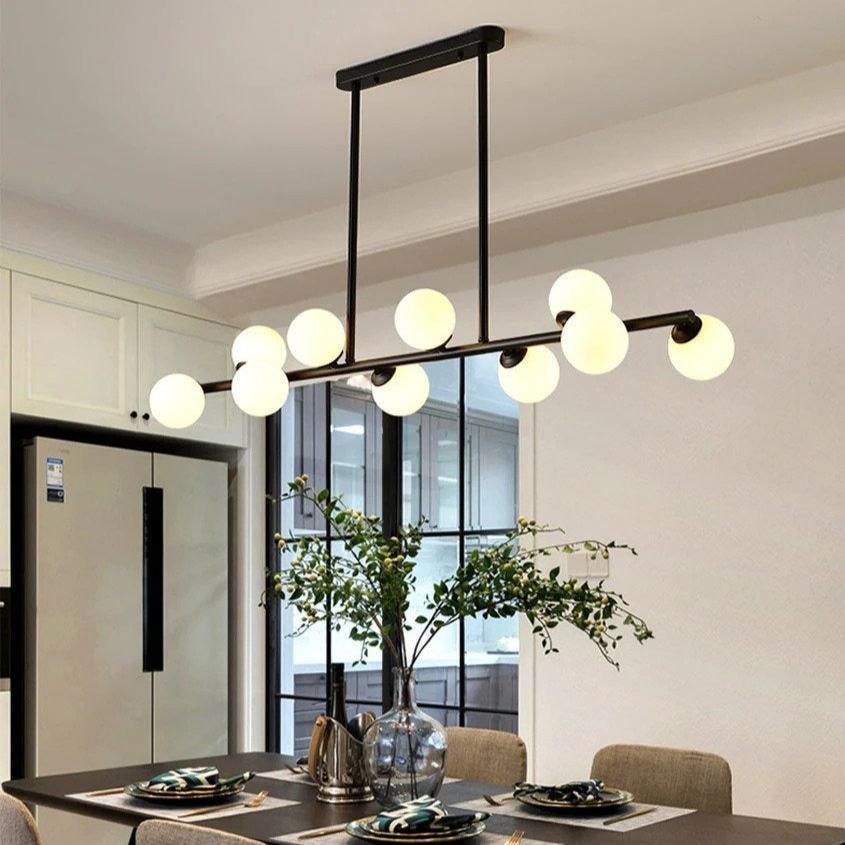 Frosted Glass Ten Bulb Horizontal Light Fixture