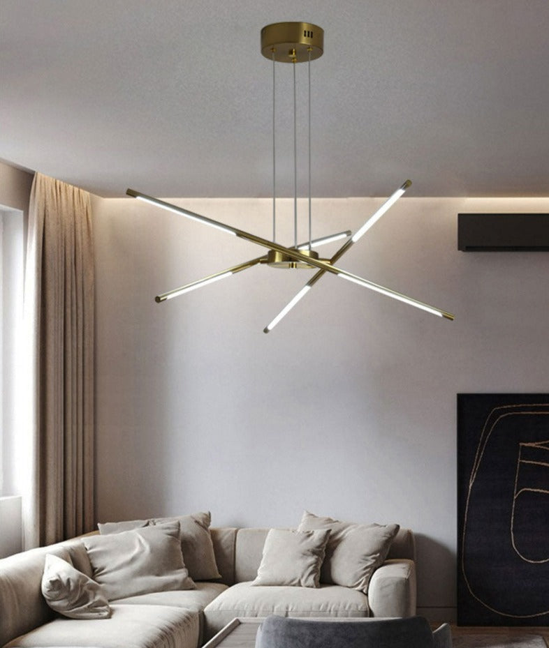 Six arm modern style gold finish LED chandelier for living room