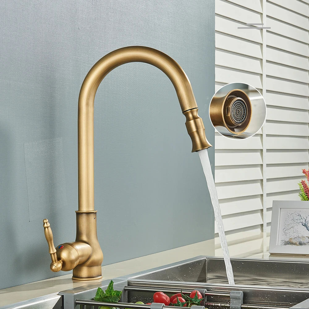 Grifo de cocina de bronce rústico con control táctil