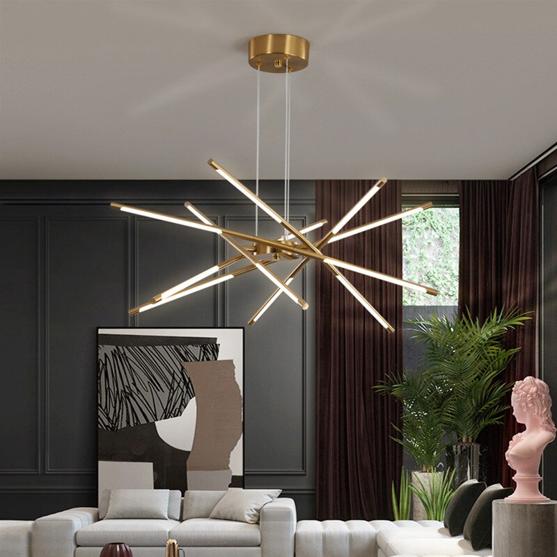 gold LED chandelier for living room