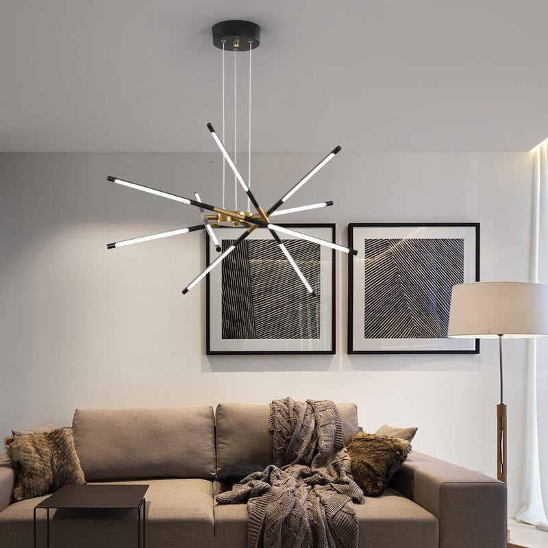 black 10 arm LED chandelier