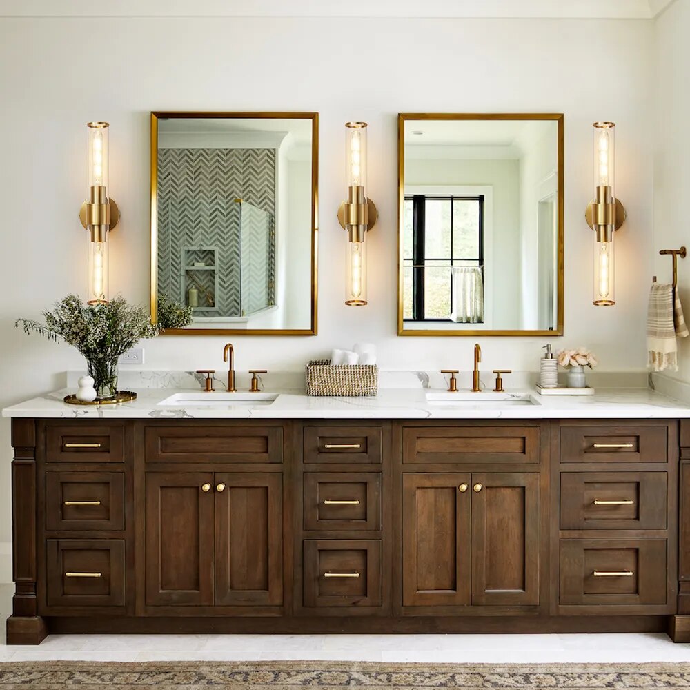 modern vanity bathroom lights in gold finish
