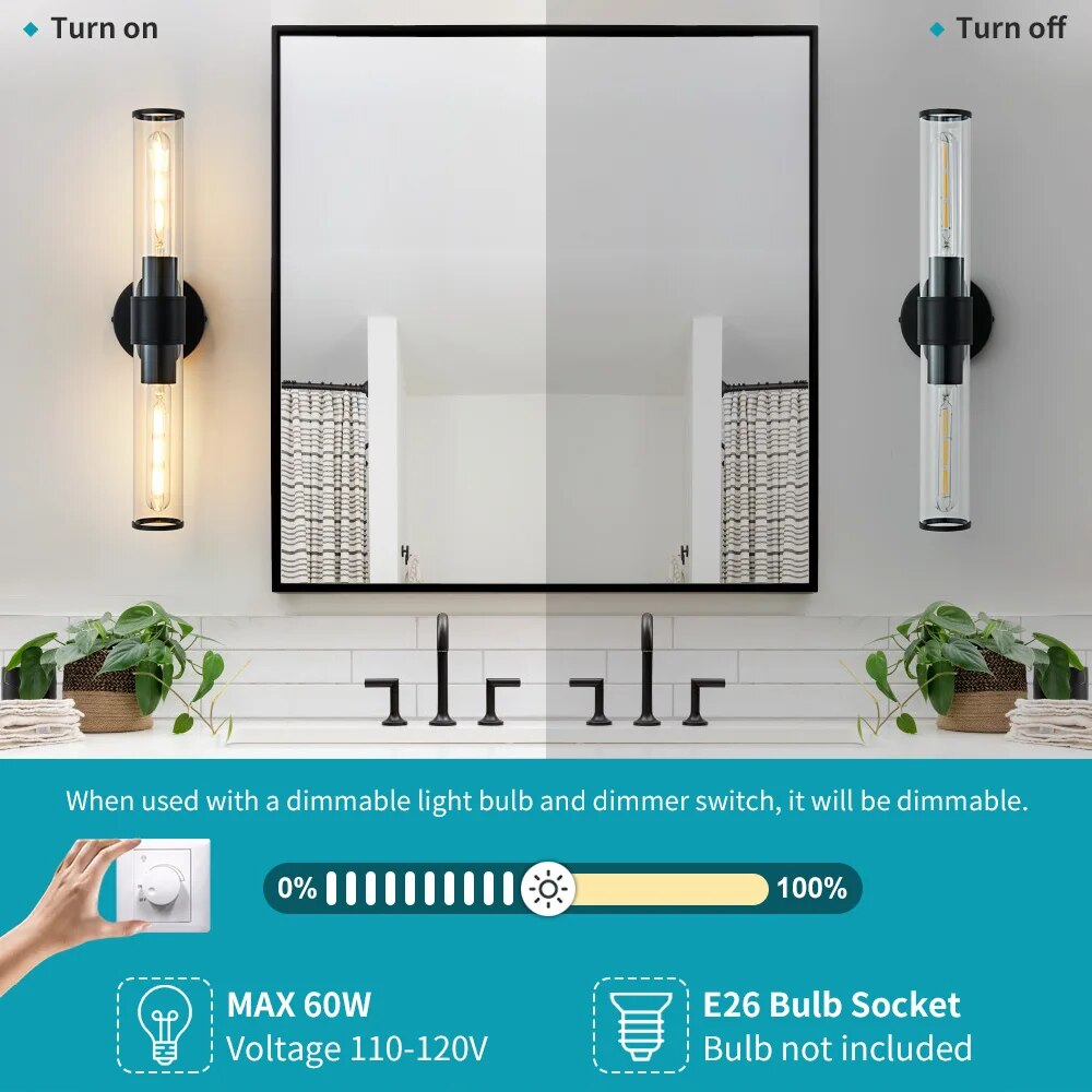 Aplique clásico de pared o tocador de vidrio de dos focos