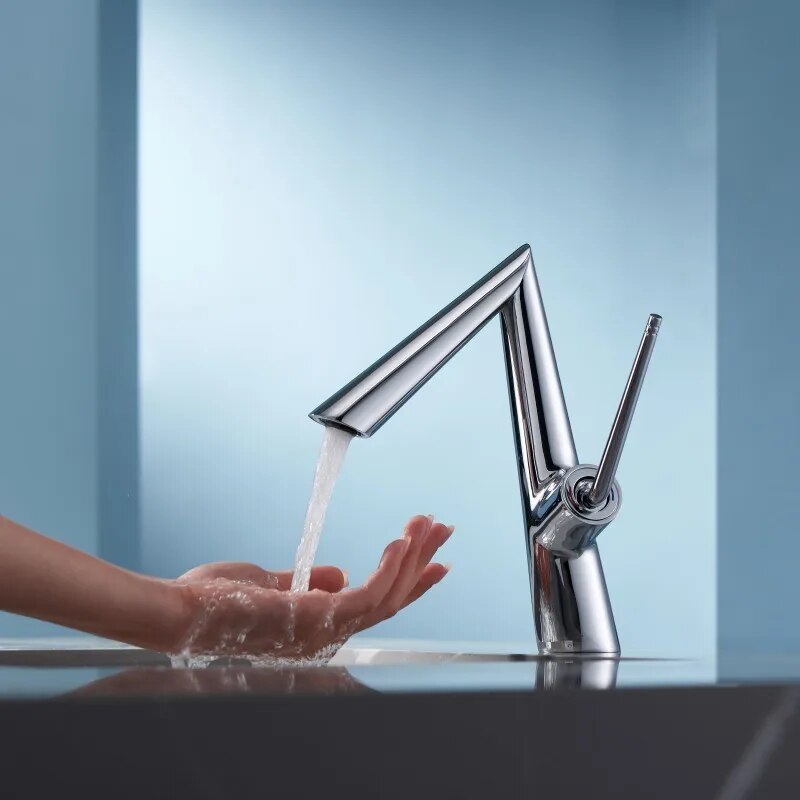 Geometric modern style single handle bathroom faucet
