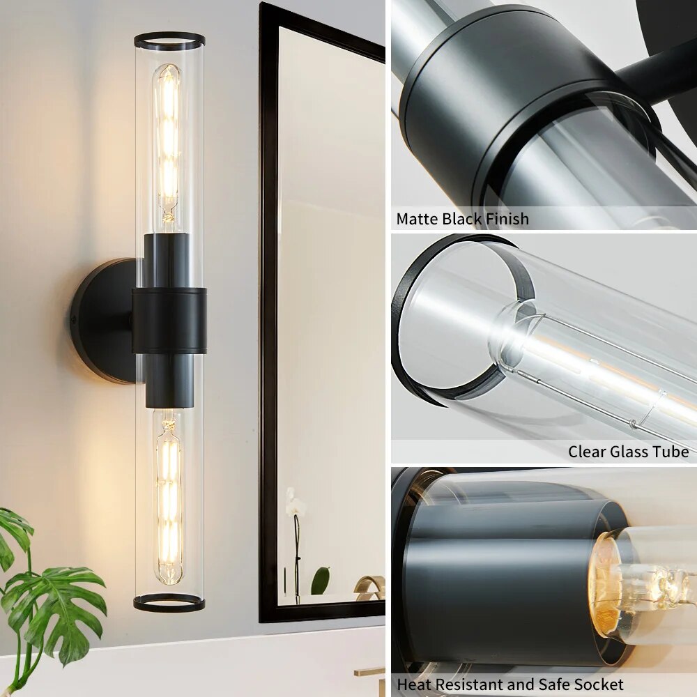 Aplique clásico de pared o tocador de vidrio de dos focos