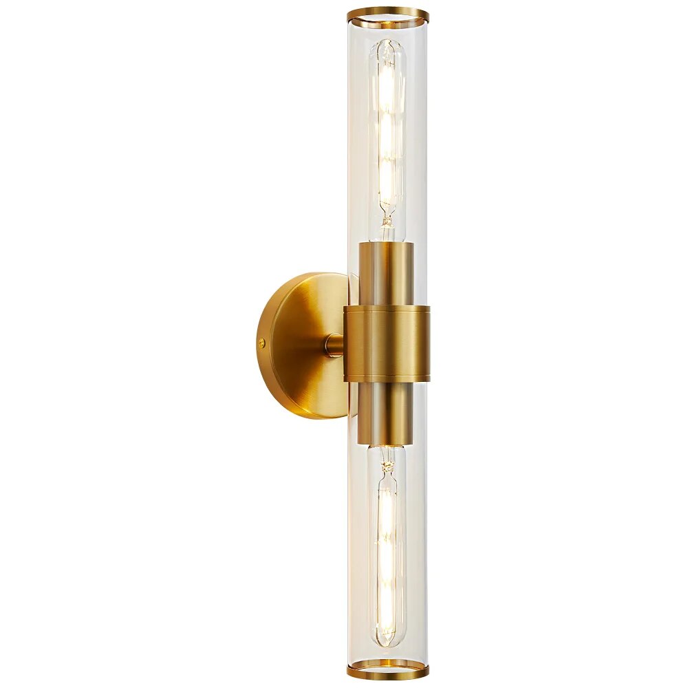 Aplique clásico de pared o tocador de vidrio de dos focos