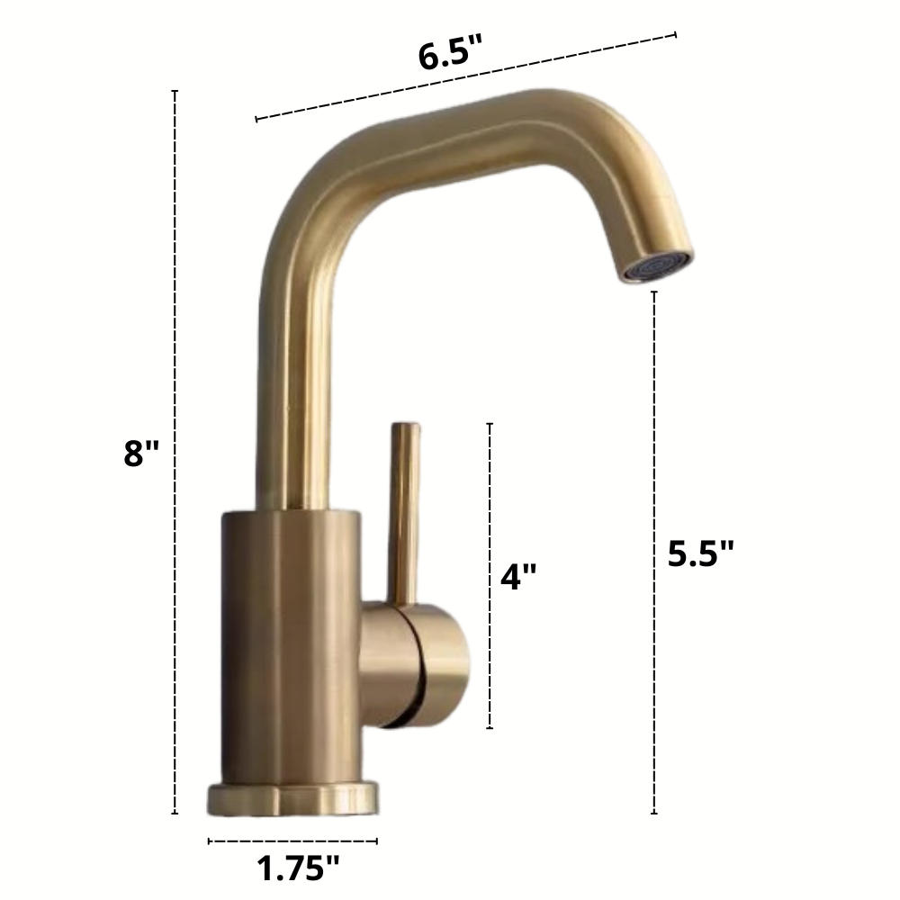 Grifo de baño clásico de una sola manija de latón