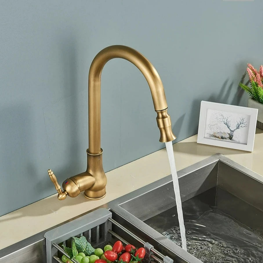 Grifo de cocina de bronce rústico con control táctil