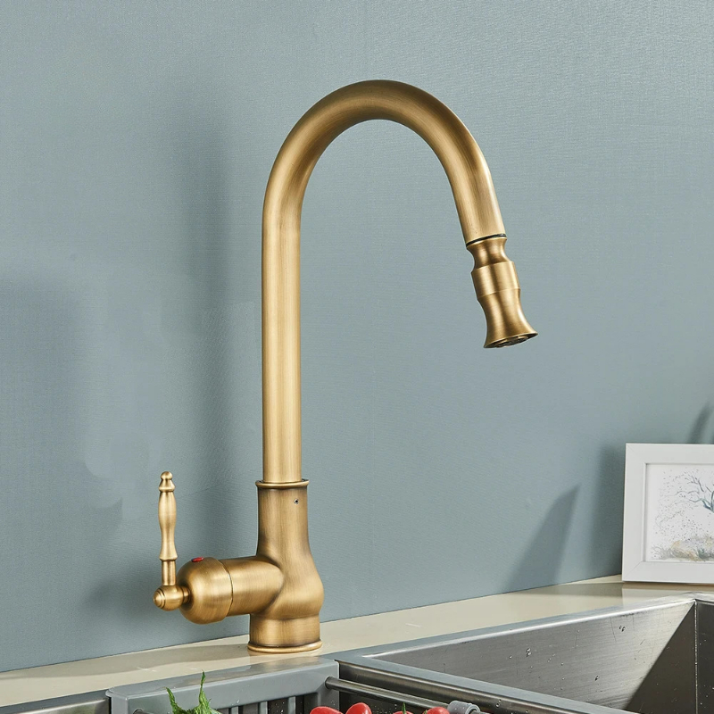 Grifo de cocina de bronce rústico con control táctil