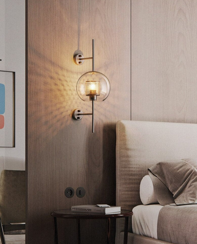 Adriel glass globe retro style wall sconce