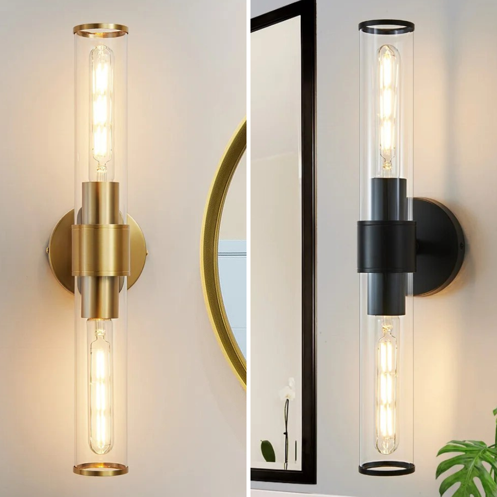 Classic Two-Bulb Vanity Sconces for Bathroom Lighting