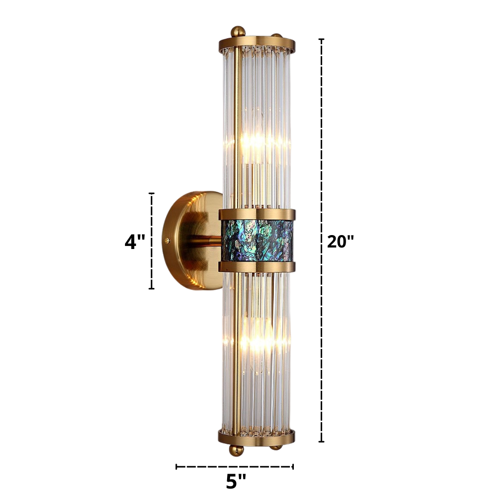 Two Bulb Size Glass Crystal Wall Sconce Dimensions