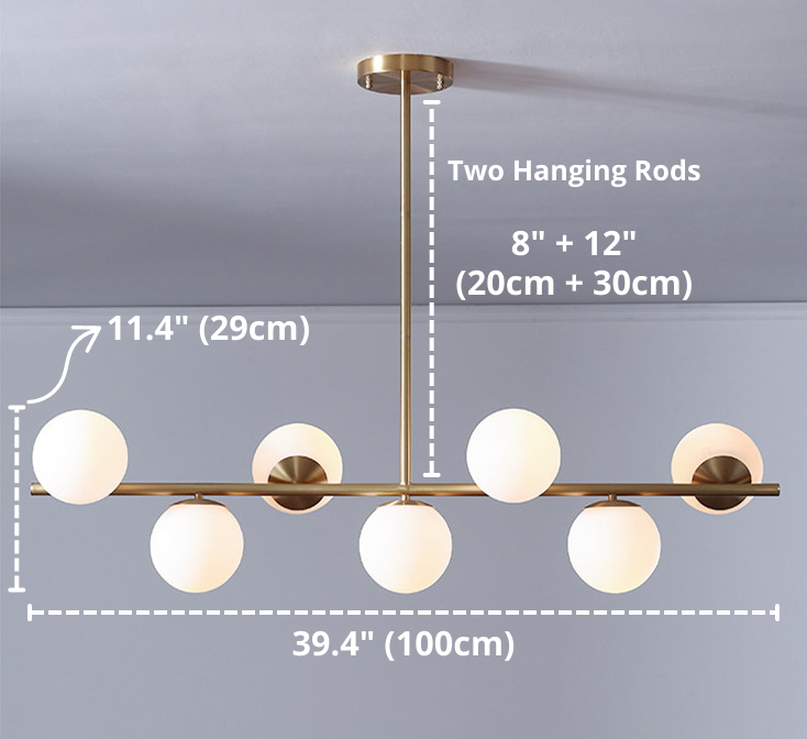 Davi Multi Bulb Pendant Light Fixture Dimensions