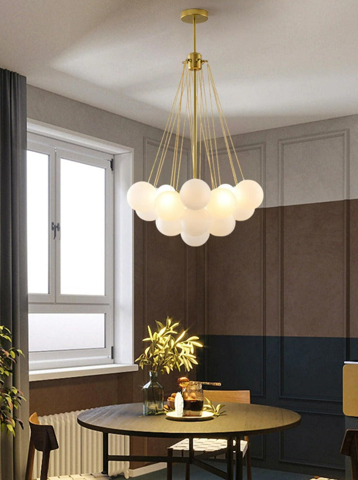 Small Glass Frosted Globe Chandelier