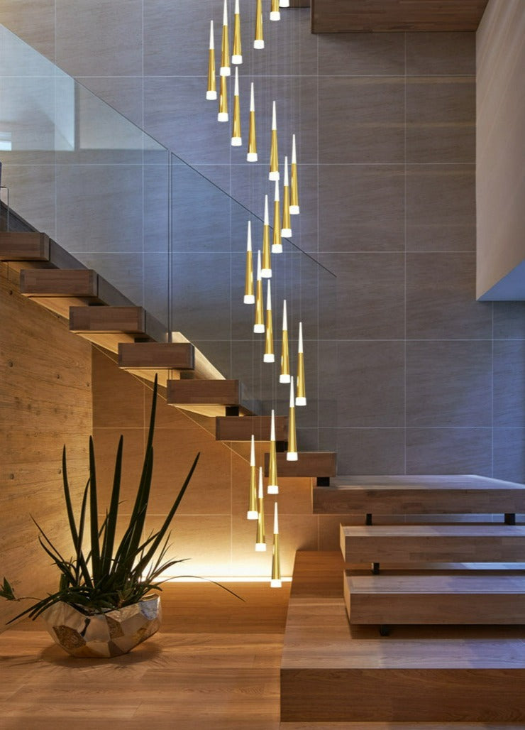 Modern Stairway entry chandelier
