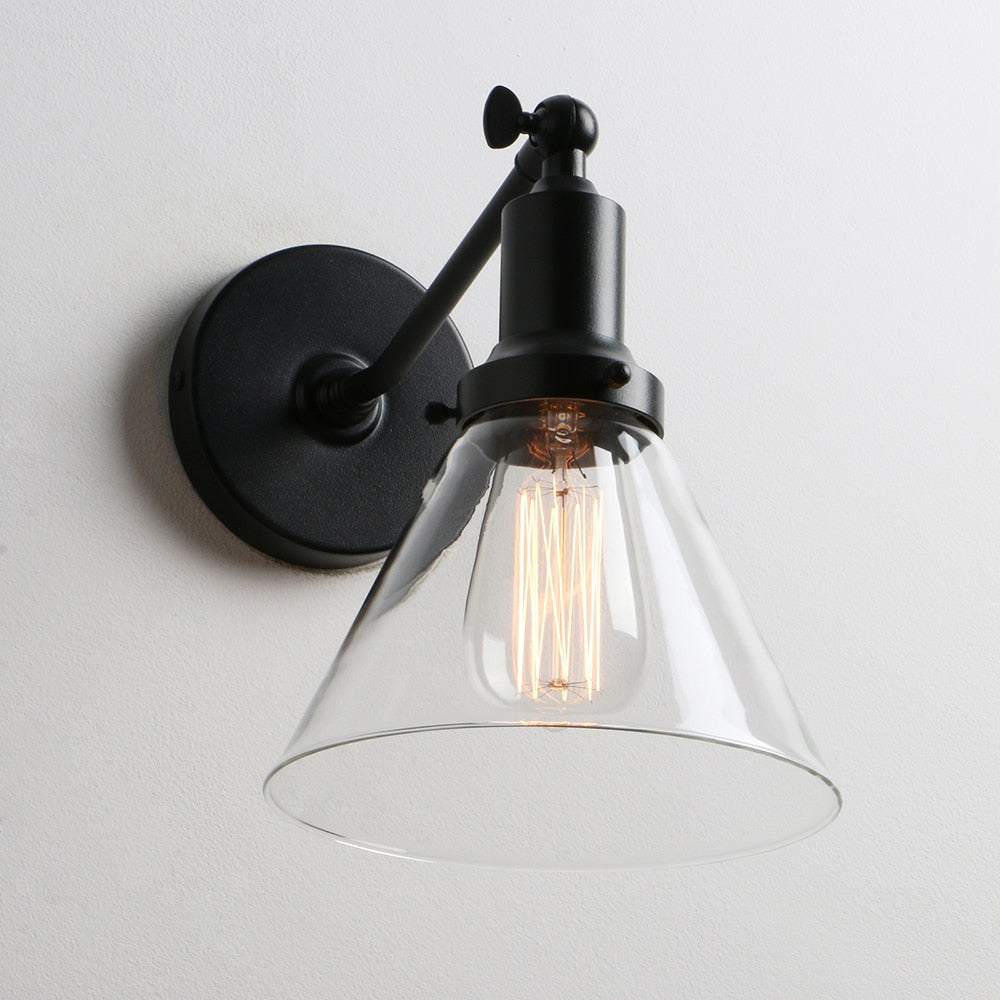 black finish retro-chic wall light fixture