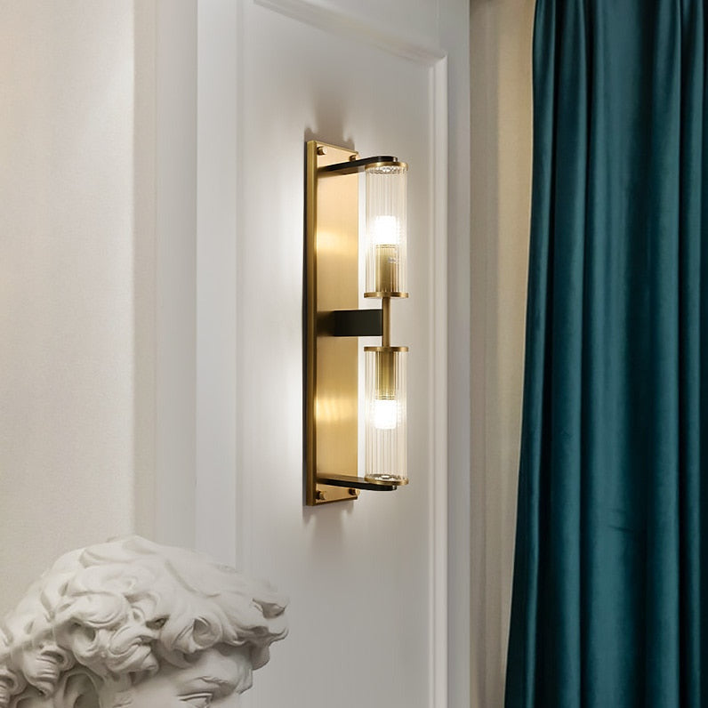Tereza - Aplique de pared con columna de cobre y vidrio