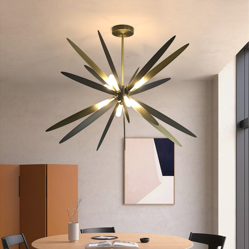 Black and brass art deco modern chandelier