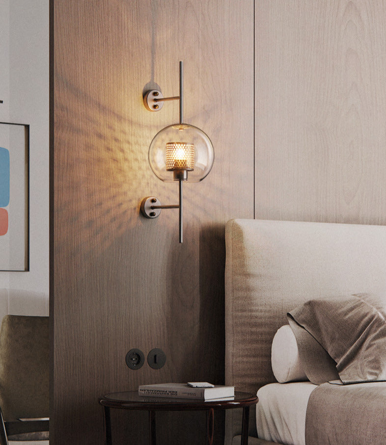 Adriel - Modern Honeycomb Brass & Glass Wall Sconce