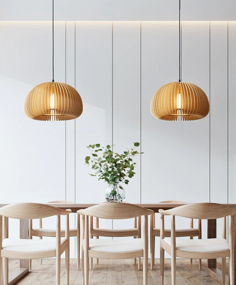 Lámpara colgante de madera japonesa hecha a mano