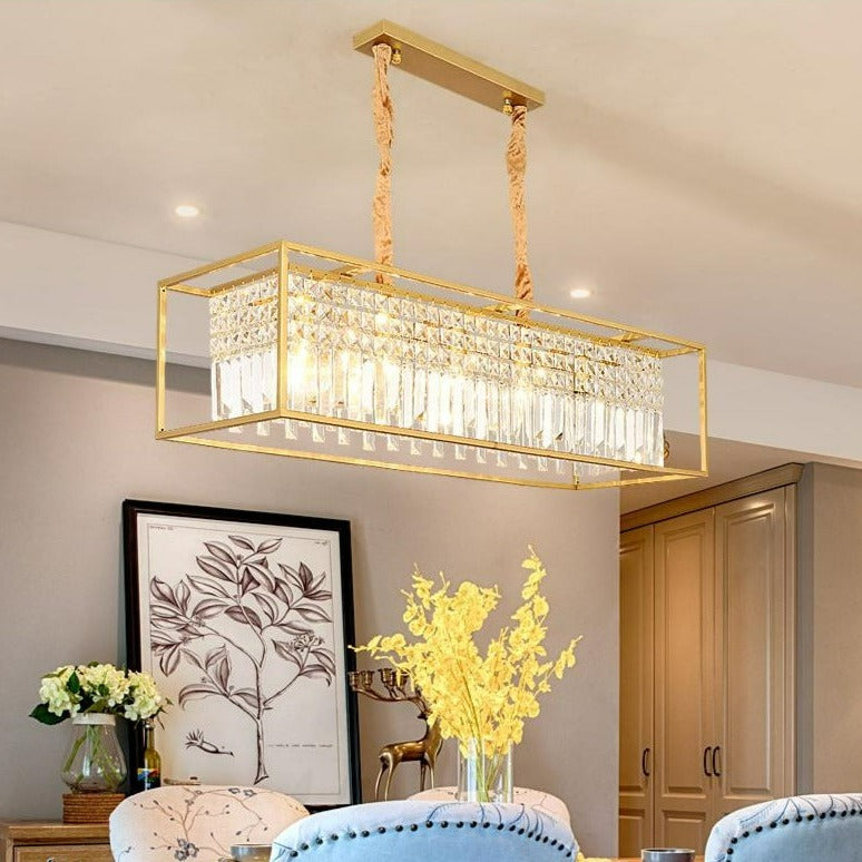 Modern Glass Crystal Chandelier in gold