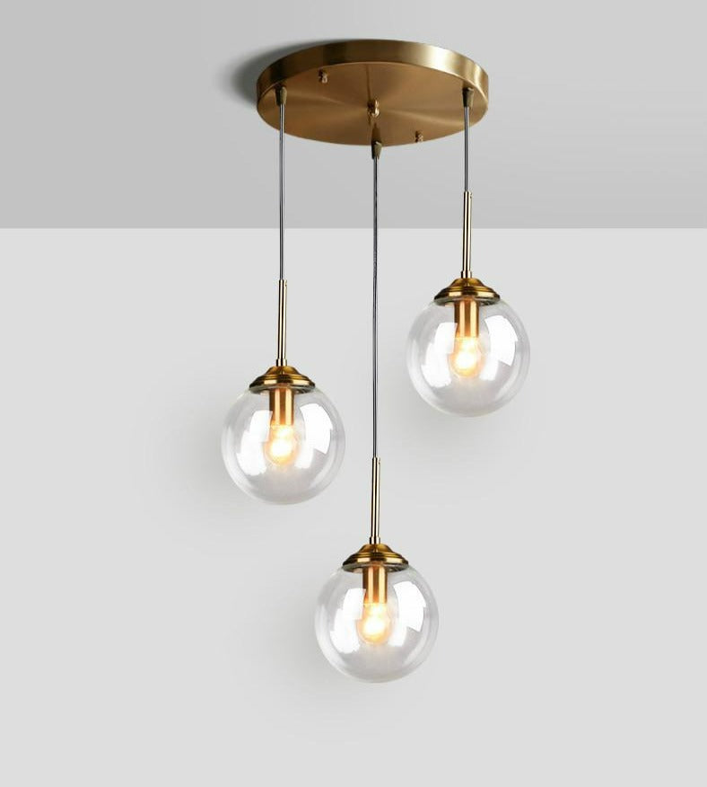 Lámparas colgantes vintage con forma de globo de cristal