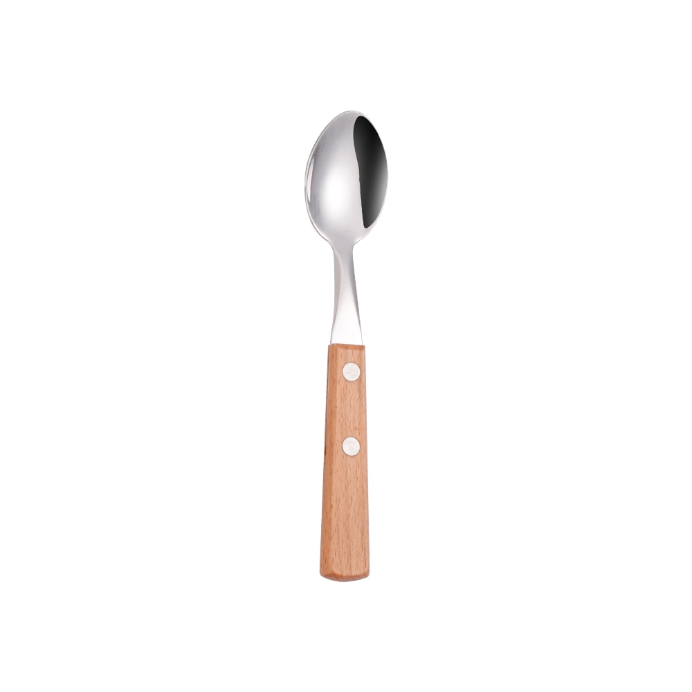 Ensemble d'argenterie en acier inoxydable avec manche en bois rustique