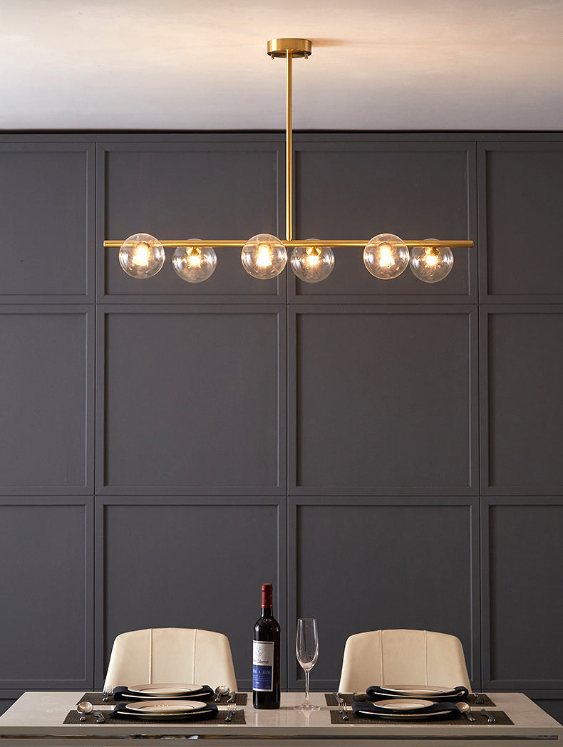 Clear glass six bulb light fixture for modern interiors