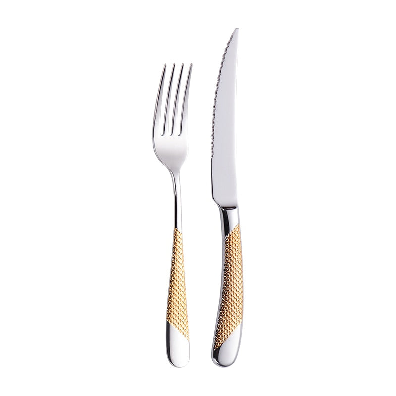 Modern Textured Handle Silverware Set