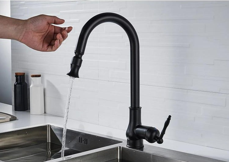 Retractable Black Antique Bronze Touch Control Kitchen Faucet