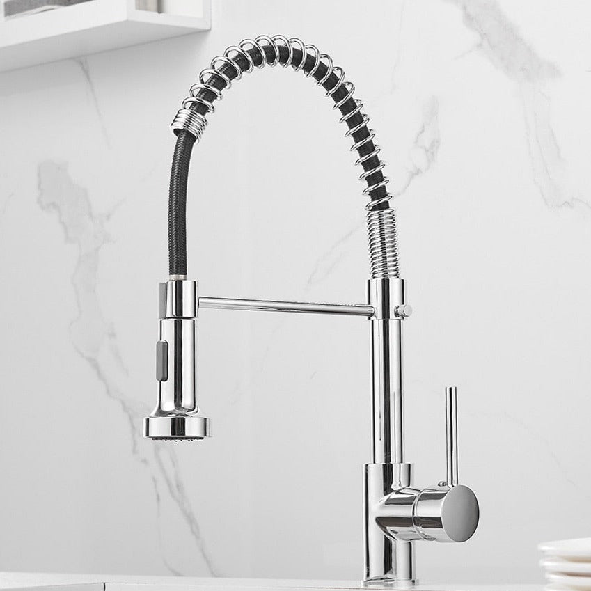 chrome single hole modern kitchen faucet