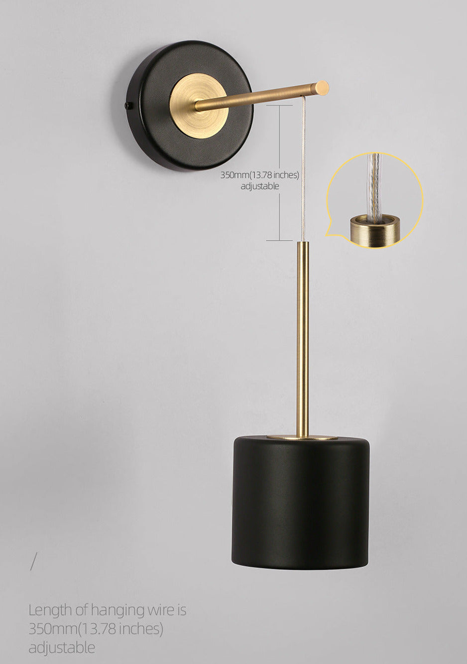 Corbin - Applique murale moderne noire et laiton