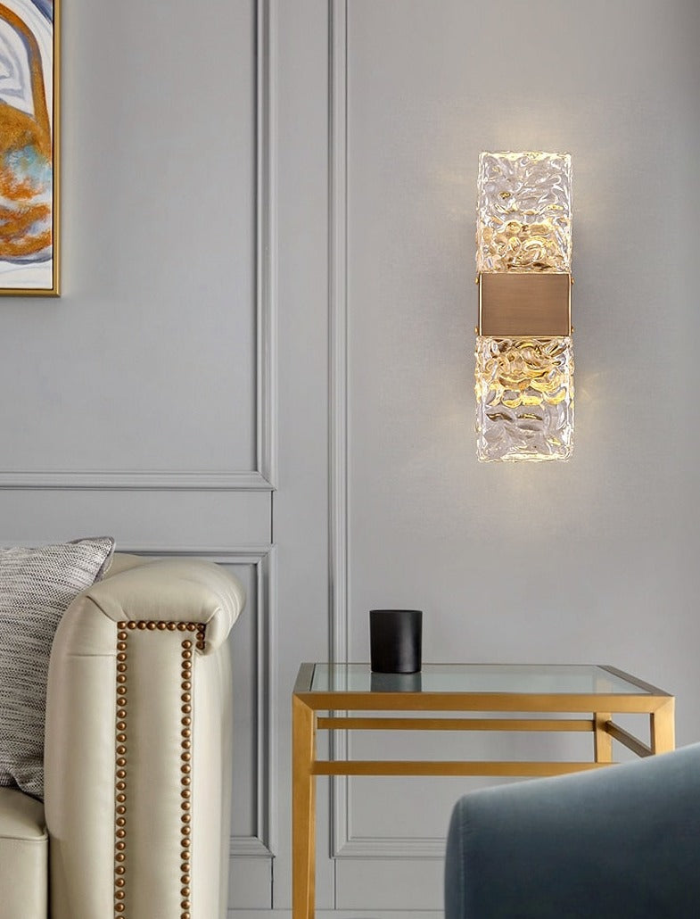 copper and glass elegant mid-century modern wall sconce