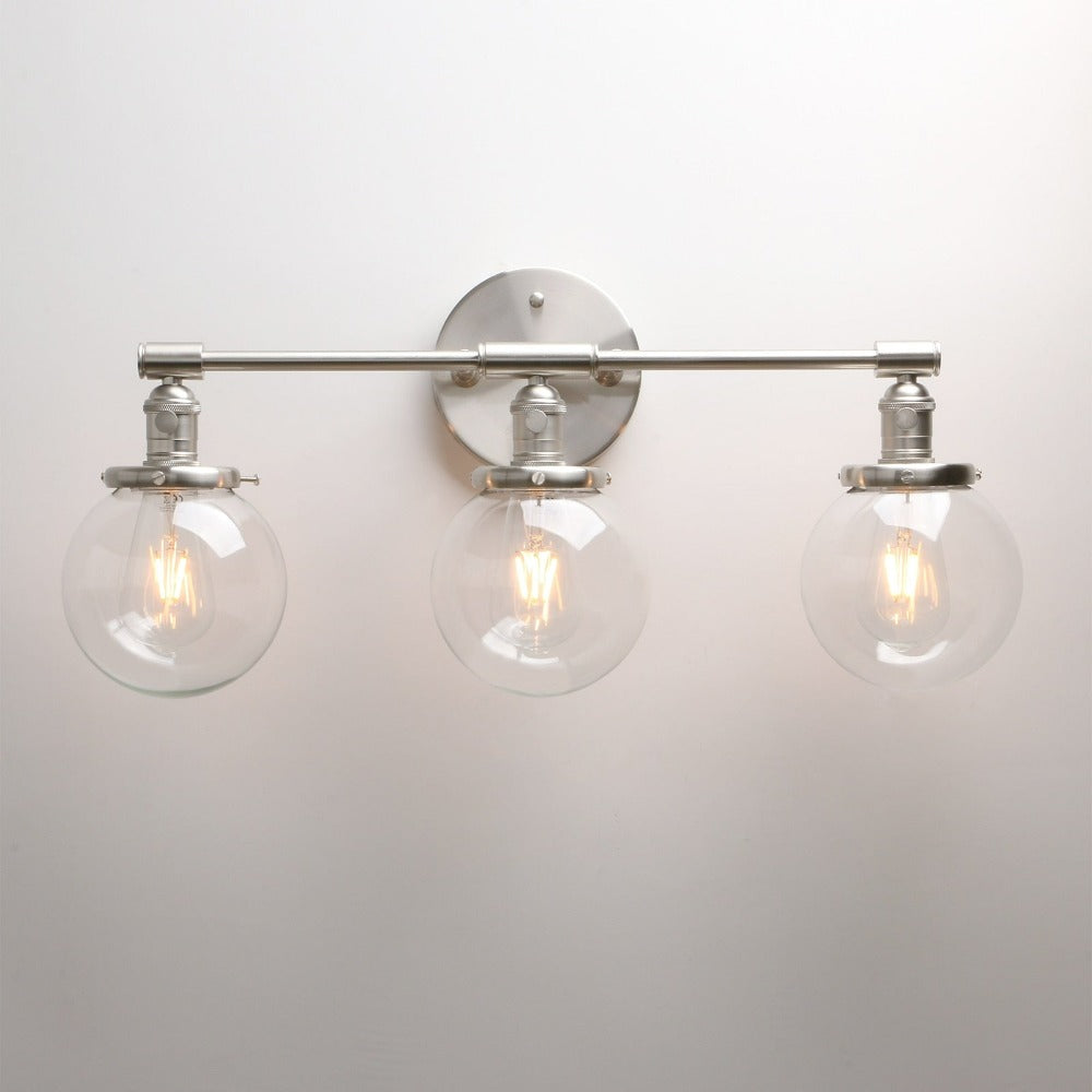 Aplique de pared de cristal con forma de globo y tres focos Deacon