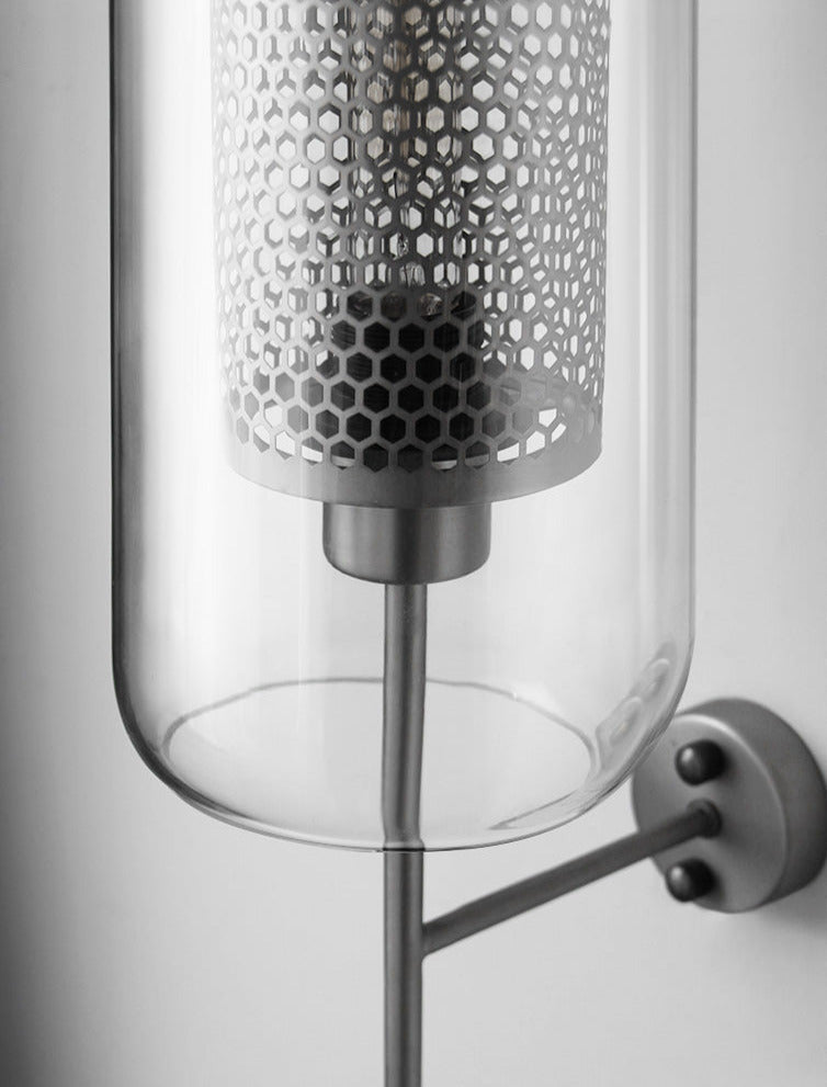 Adriel - Modern Honeycomb Brass & Glass Wall Sconce