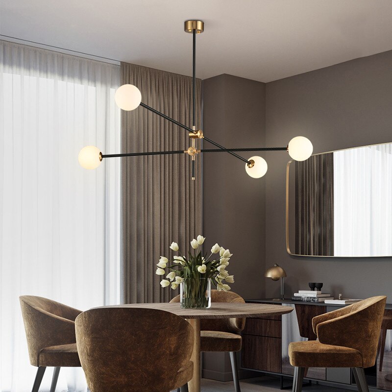 black and brass accent two bulb dining room light