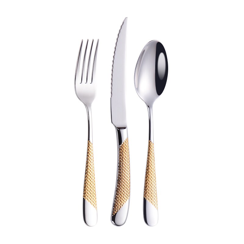 Modern Textured Handle Silverware Set