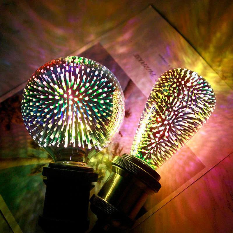 Galaxy colorful shooting stars light bulbs