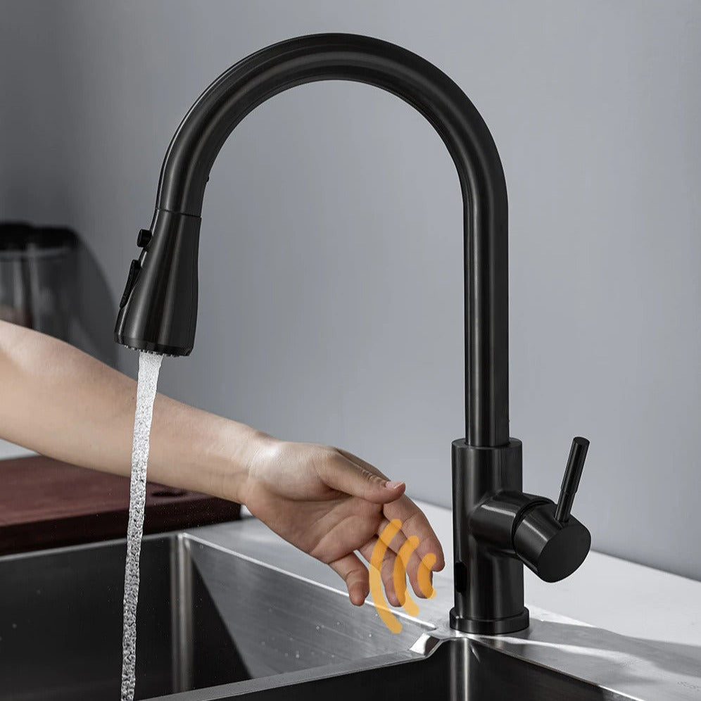 Pull Out Black Smart Sensor Kitchen Faucet