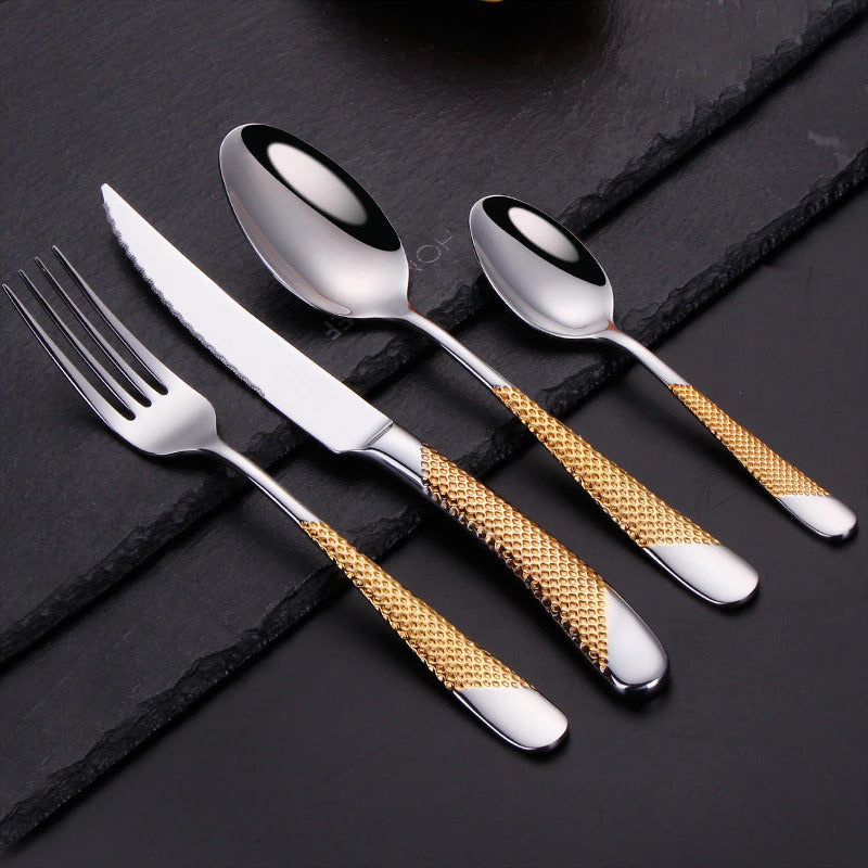 copper gold modern silverware set