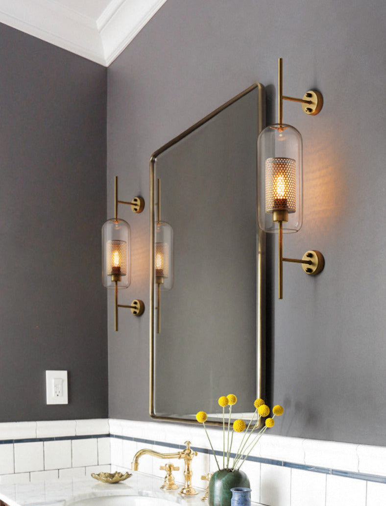 Adriel - Modern Honeycomb Brass & Glass Wall Sconce