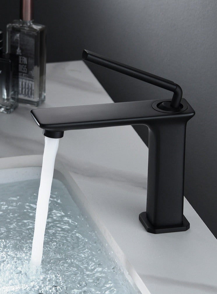 Modern matte black bathroom basin faucet